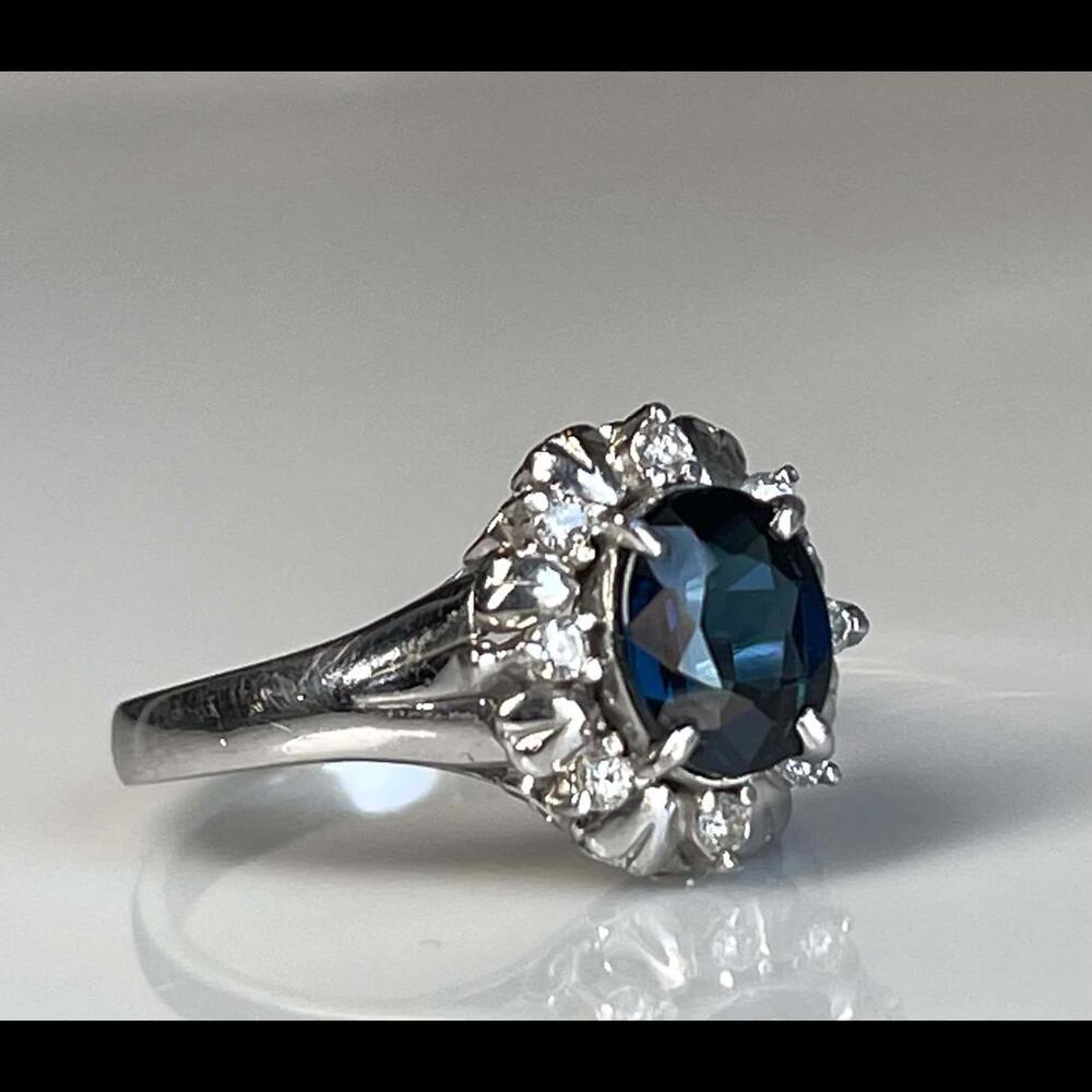 Sapphire Ring Platinum Engagement Ring Genuine Natural Blue Sapphire Ring
